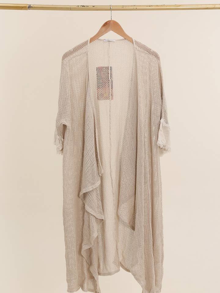 Openwork cotton cardigan/duster: three colorsla maison des fibres naturellescardigan