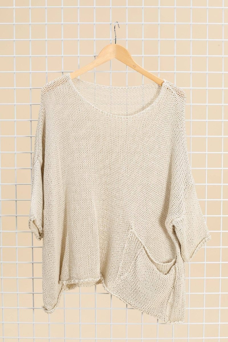 Oversized cotton sweater with accent pocket: two colorsla maison des fibres naturellesTOPS