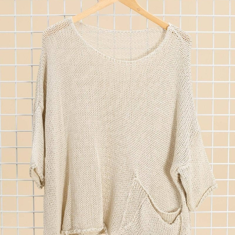 Oversized cotton sweater with accent pocket: two colorsla maison des fibres naturellesTOPS