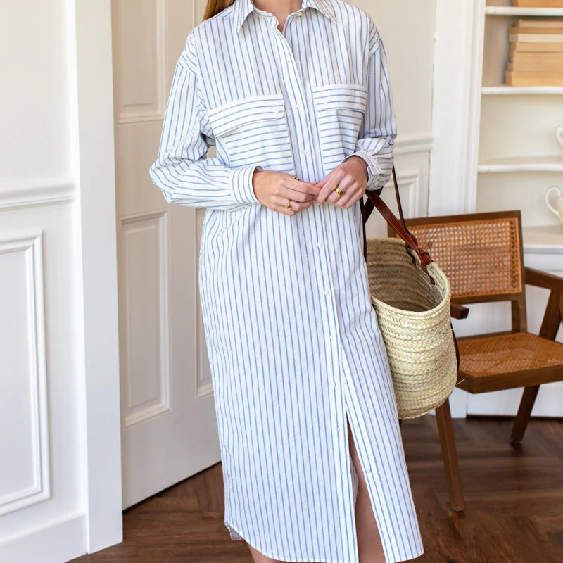 Oversized Pocket Shirtdress in Atlantic StripeEmerson FryDRESS
