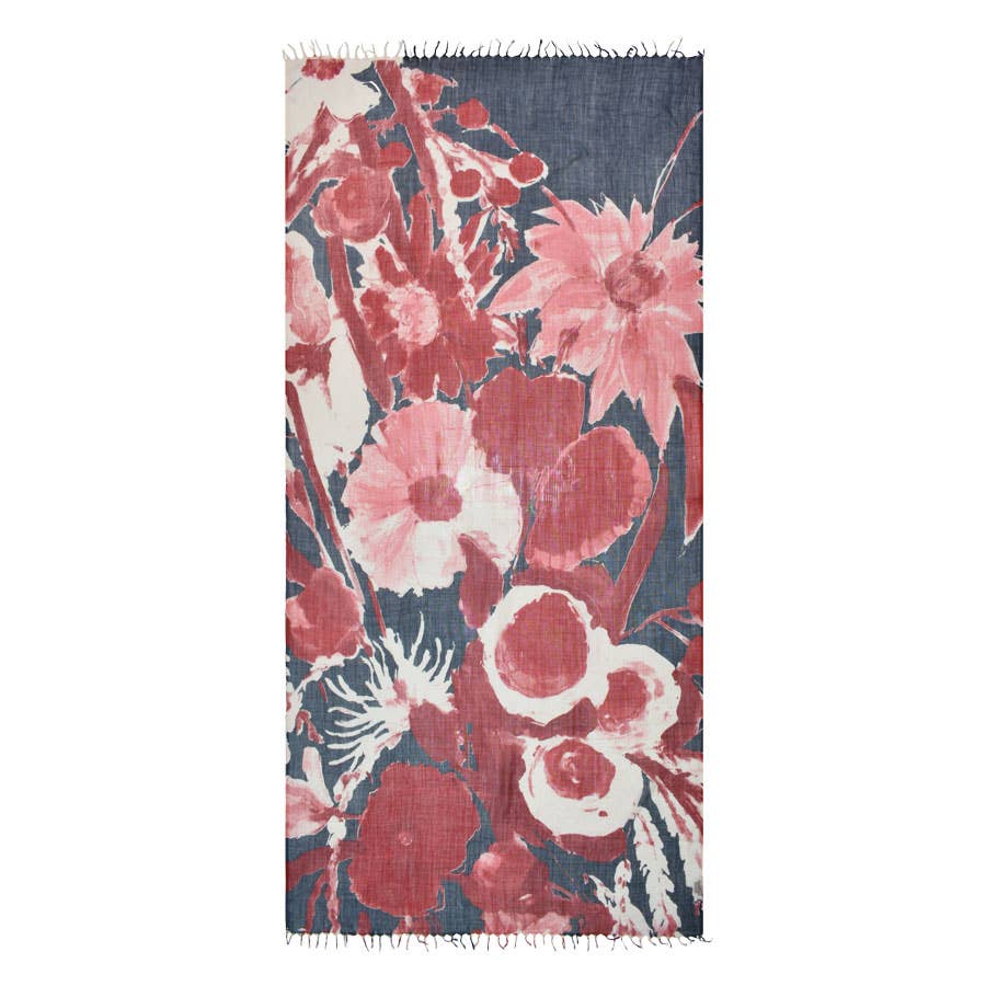 Oversized Wool Scarf: Red/GrayDupatta DesignsSCARVES