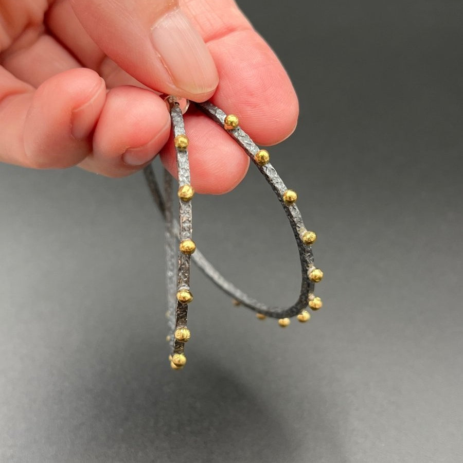 Oxidized Silver & Bronze Dot Earrings - 2” diameterBORAEARRINGS