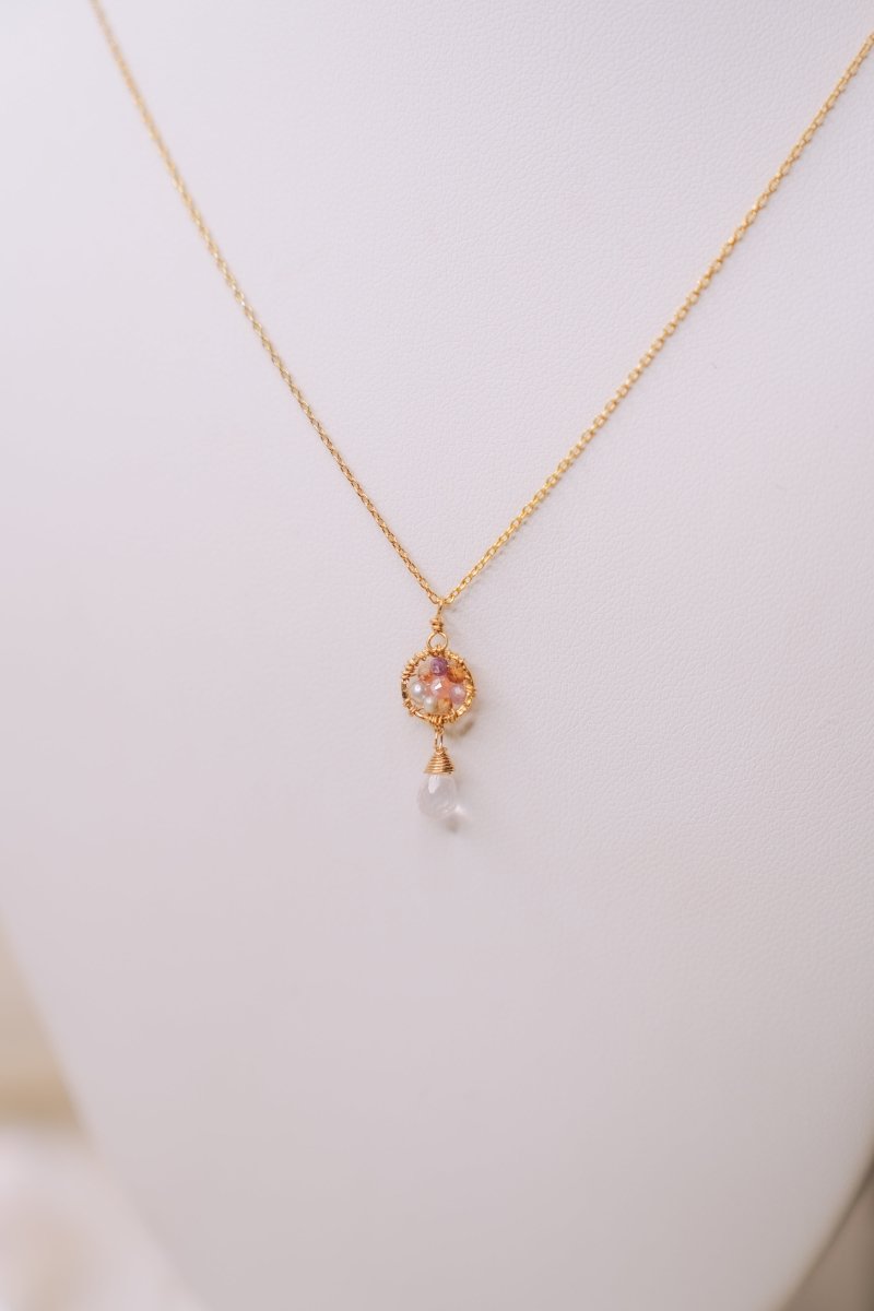 Peach & Rose Quartz Necklace #5174-RQ-GMichelle PresslerEarrings