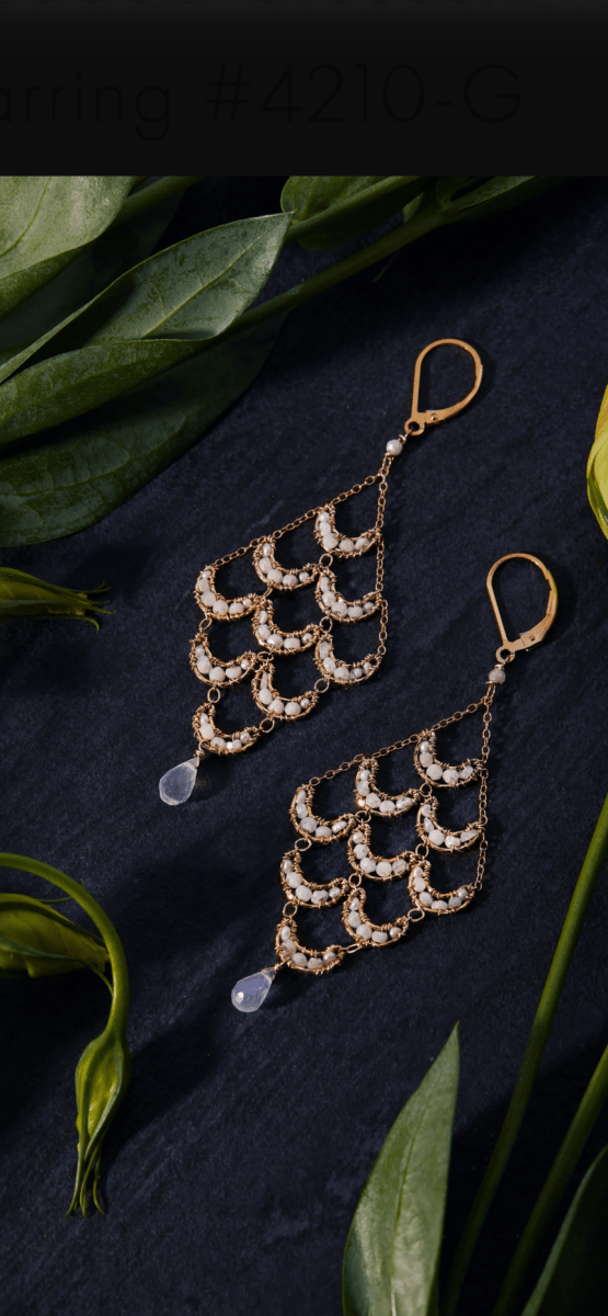 Pearl Crescent Bridal Chandelier EarringsMichelle PresslerEARRINGS