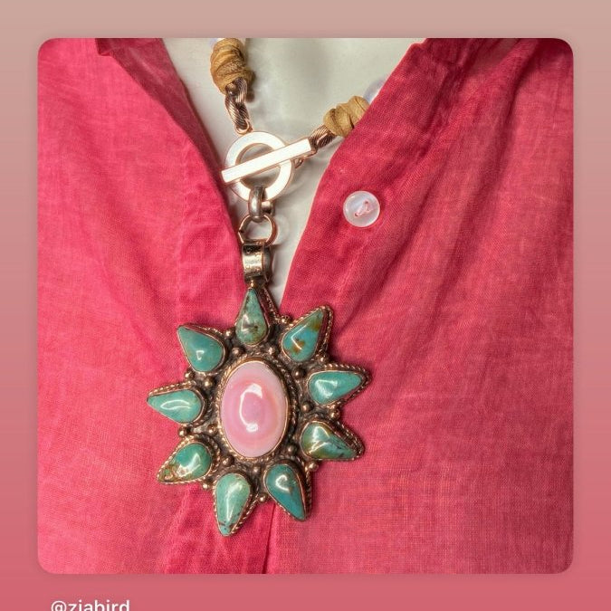 Pearl Necklace Turquoise/Pink PendantMelody Vintage JewelryNECKLACES