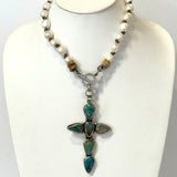 Pearl Toggle Turquoise Cross PendantMelody Vintage JewelryNECKLACES
