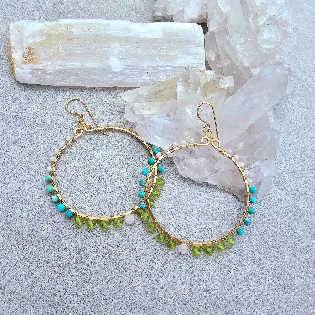 Peridot, Turquoise, & Moonstone Earrings #1489James & JezebelleEarrings