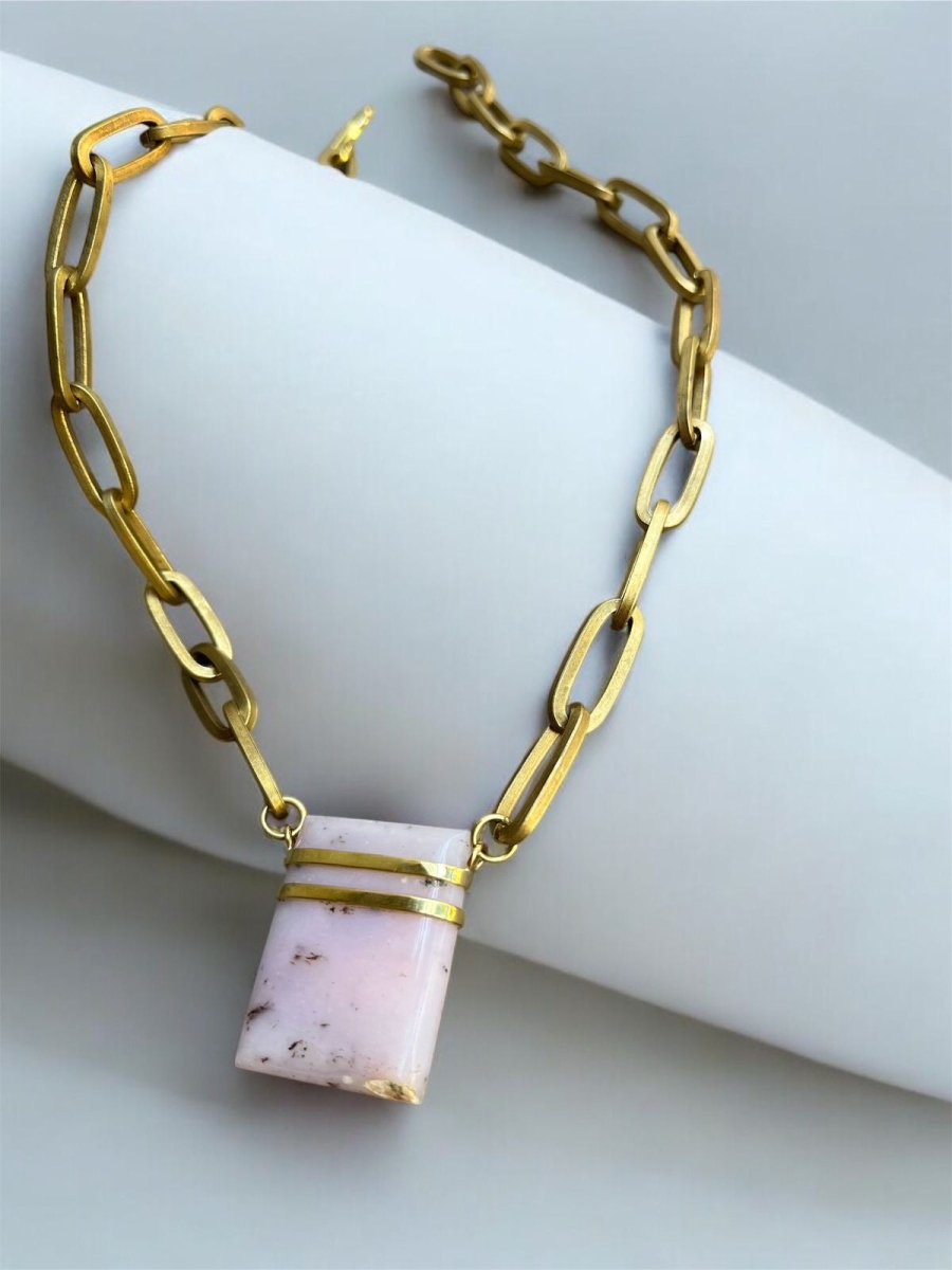 Pink Opal in BronzeMolaNECKLACES