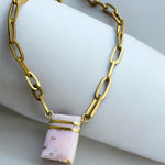 Pink Opal in BronzeMolaNECKLACES