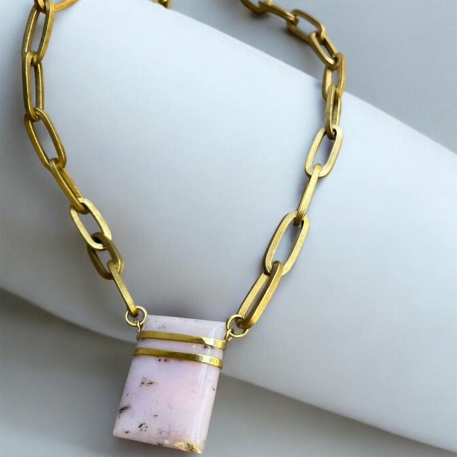 Pink Opal in BronzeMolaNECKLACES