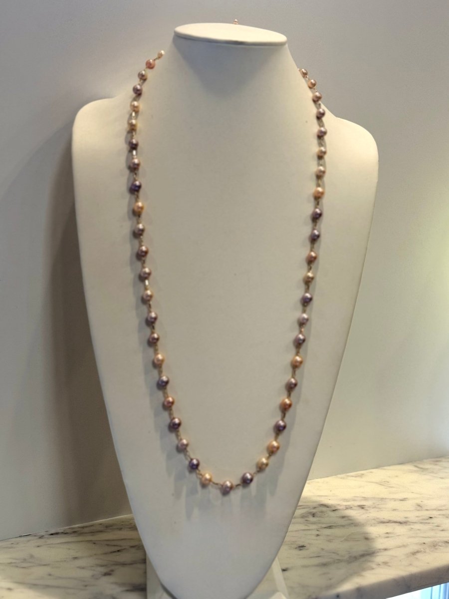 Pink, Peach, Mauve Freshwater Pearl Long NecklaceBeth ZinkNECKLACES