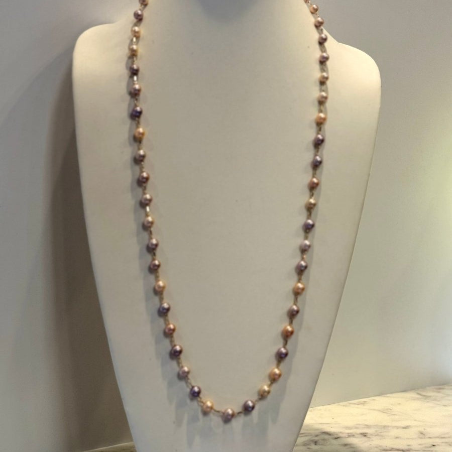 Pink, Peach, Mauve Freshwater Pearl Long NecklaceBeth ZinkNECKLACES