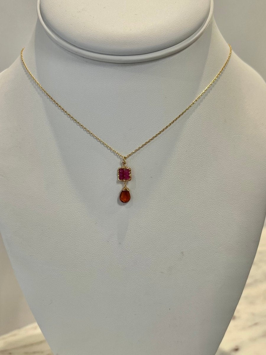 Pink Sapphire & Spessartite Necklace 4244 - A - B - ps/spess - GMichelle PresslerNECKLACES