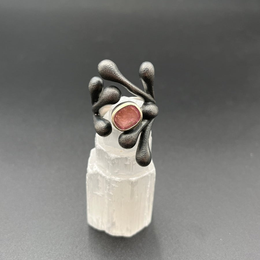 Pink Tourmaline in Oxidized Silver StatementBORARINGS