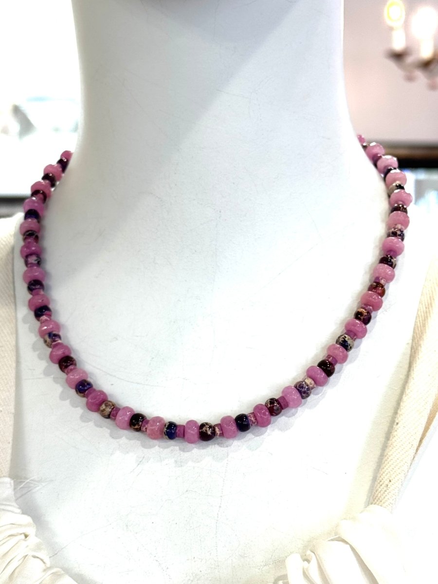 Pink/Lavender Gemstones With Jasper Short NecklaceBeth ZinkNECKLACES