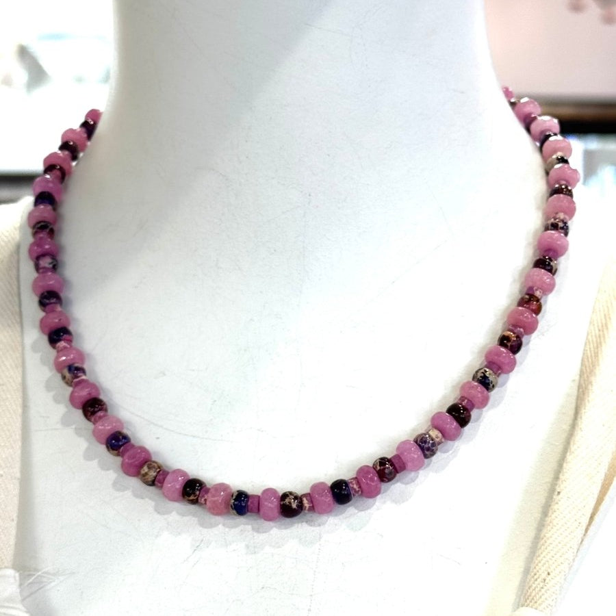 Pink/Lavender Gemstones With Jasper Short NecklaceBeth ZinkNECKLACES