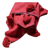 Pom Pom Blanket - Red