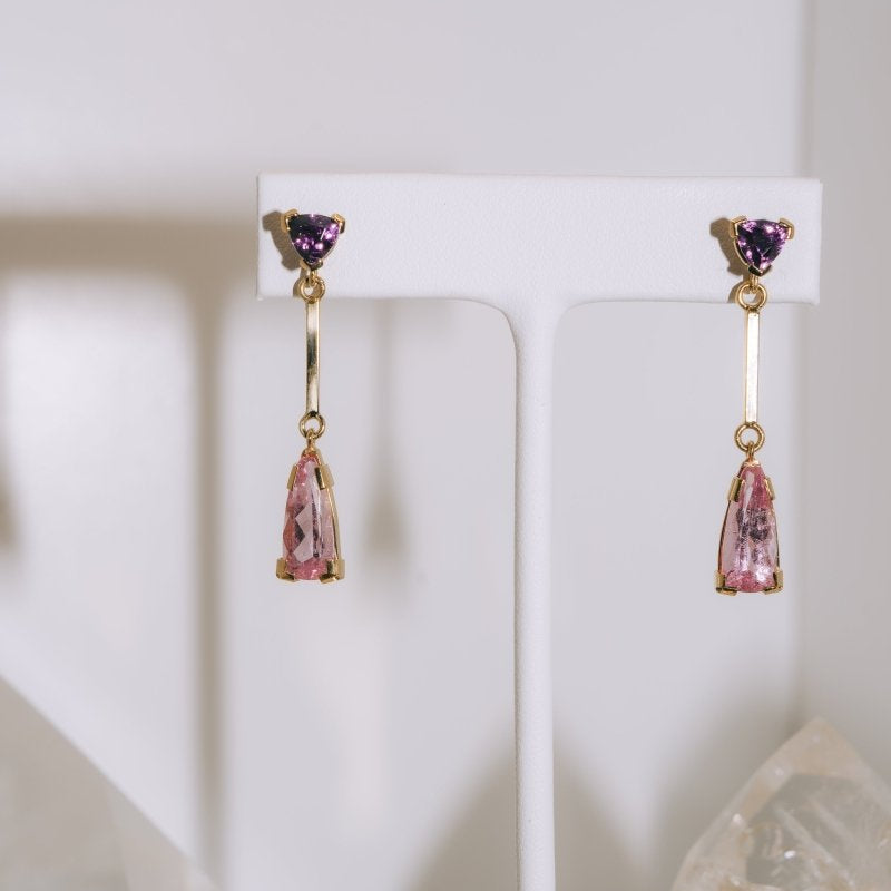 Purple Garnet & Pink Tourmaline EarringsWaterlight Jewelry Coearring