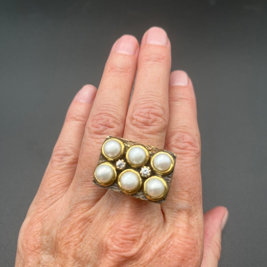 Queen’s Ring in Pearl and CZBORARINGS