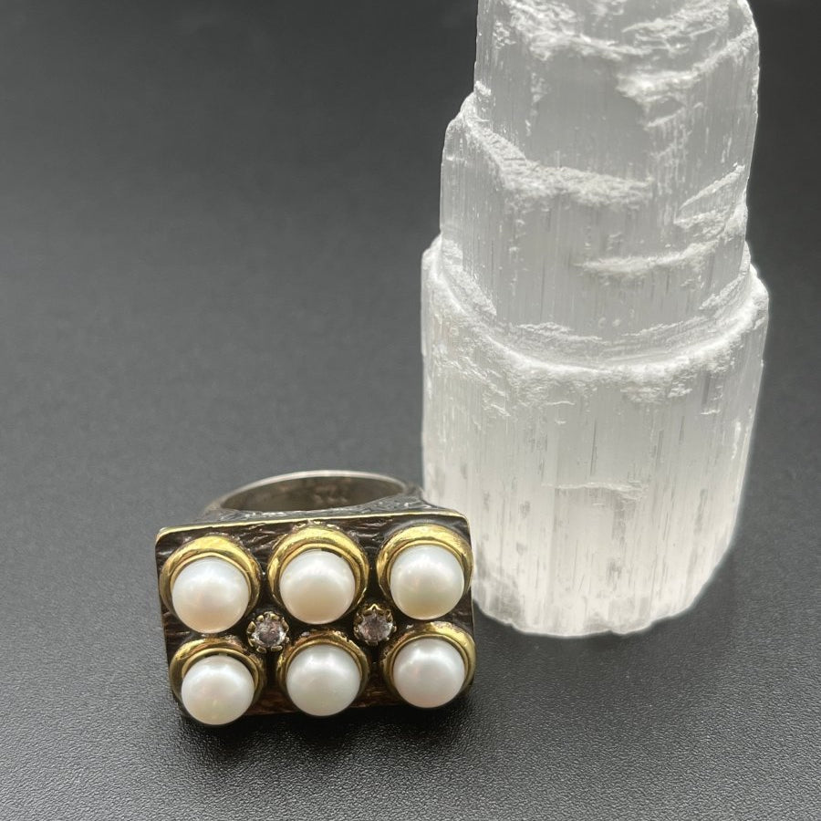 Queen’s Ring in Pearl and CZBORARINGS