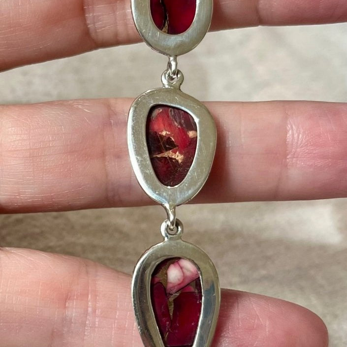 Red Oyster & Bronze Matrix Drop Earrings – Sterling SilverZiabirdEARRINGS