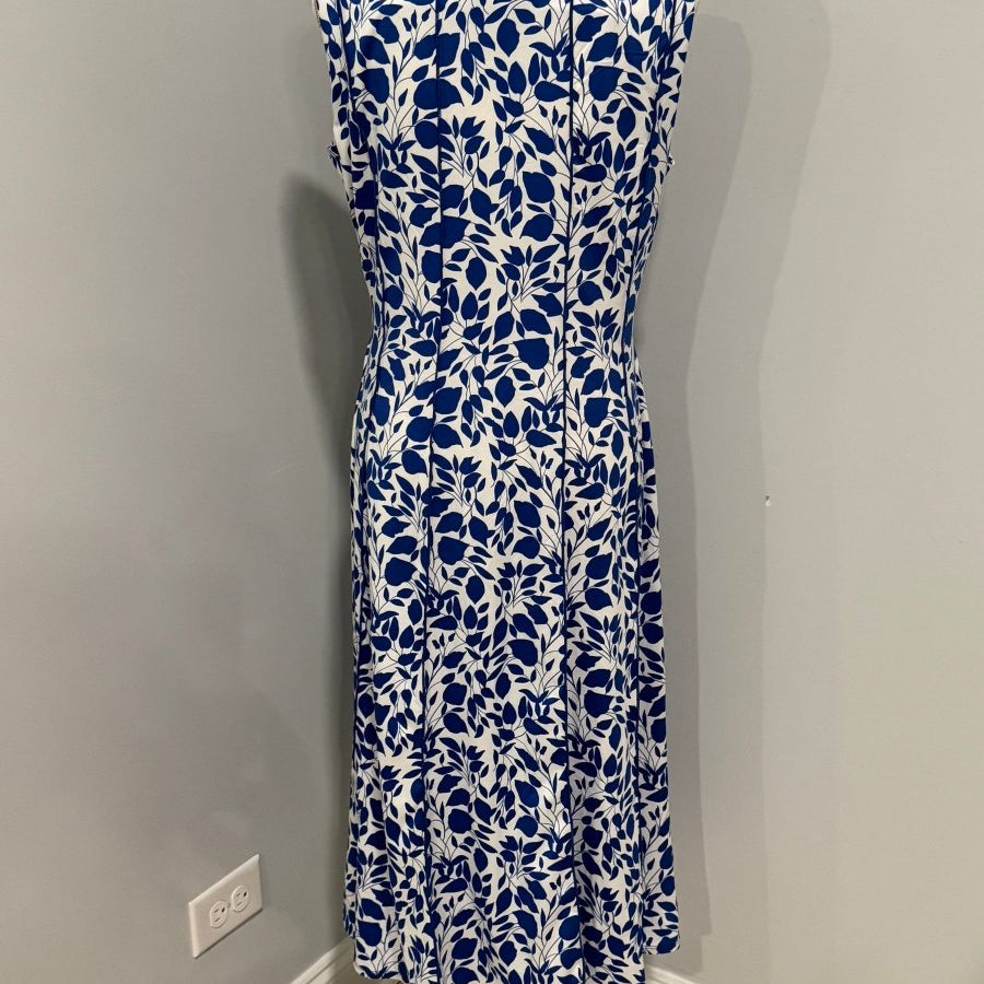 Redeux: Blue and White Floral Dress with Ruched WaistRedeuxDRESS