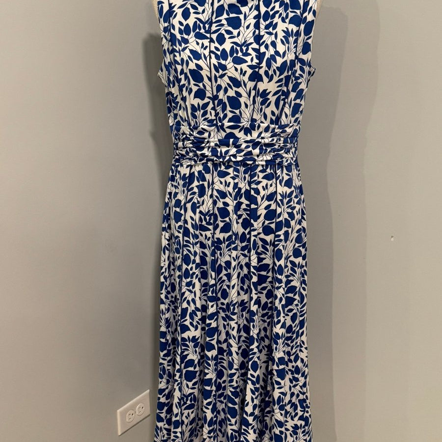 Redeux: Blue and White Floral Dress with Ruched WaistRedeuxDRESS