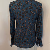 Redeux: Green and Black Top with Leaf DesignRedeuxblouse