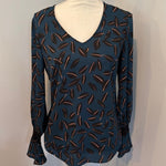 Redeux: Green and Black Top with Leaf DesignRedeuxblouse