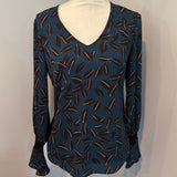 Redeux: Green and Black Top with Leaf DesignRedeuxblouse
