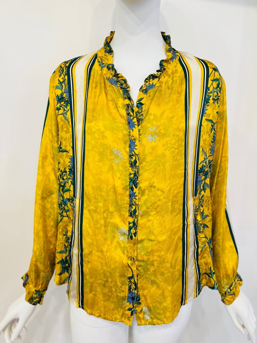 Redeux: Vibrant Yellow and Green Blouse by Johnny WasZiabird Private Labelblouse