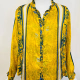 Redeux: Vibrant Yellow and Green Blouse by Johnny WasZiabird Private Labelblouse