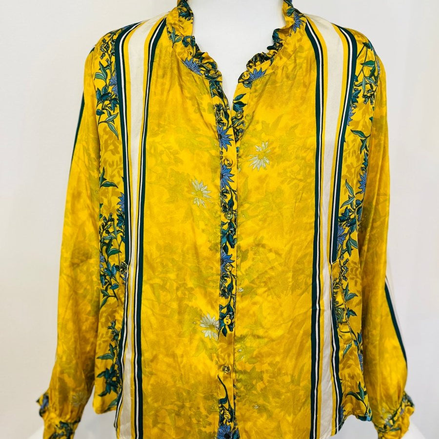 Redeux: Vibrant Yellow and Green Blouse by Johnny WasZiabird Private Labelblouse
