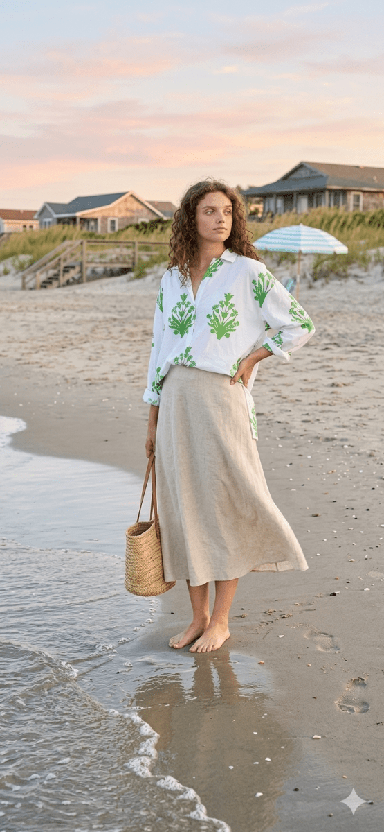 Relaxed Boyfriend Shirt - Cameo Floral Kelly GreenAnd For GoodShirts & Tops
