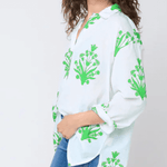 Relaxed Boyfriend Shirt - Cameo Floral Kelly GreenAnd For GoodShirts & Tops