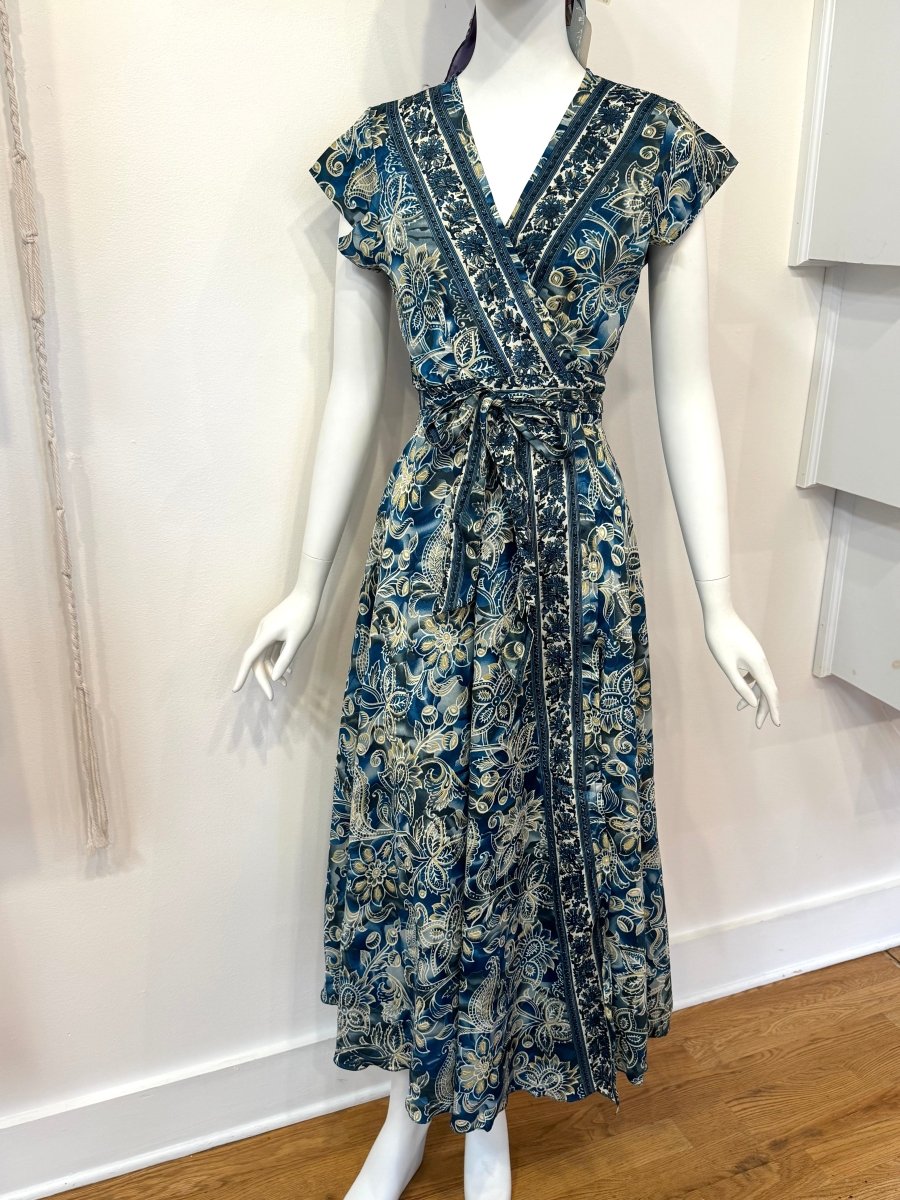 Repurposed Sari Wrap Dress w/ Cap SleeveBaizaarDRESS