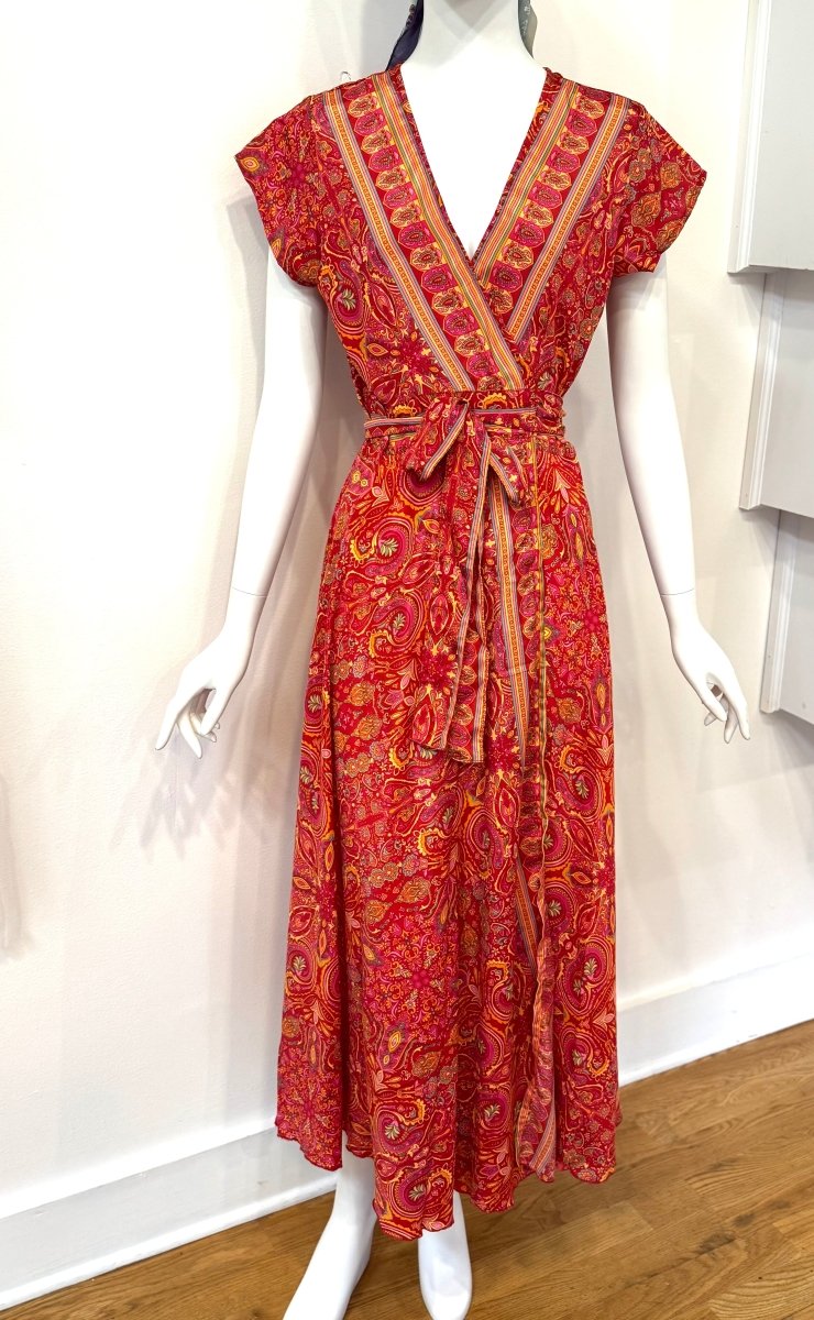 Repurposed Sari Wrap Dress w/ Cap SleeveBaizaarDRESS