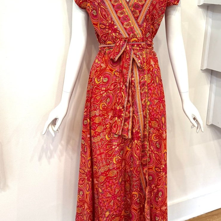 Repurposed Sari Wrap Dress w/ Cap SleeveBaizaarDRESS