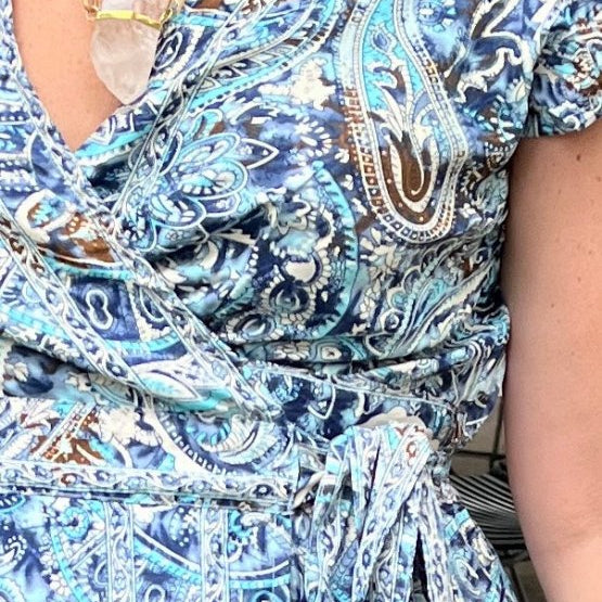Repurposed Sari Wrap Dress with Cap SleeveBaizaarDRESS