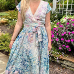 Repurposed Sari Wrap Dress with Cap SleeveBaizaarDRESS