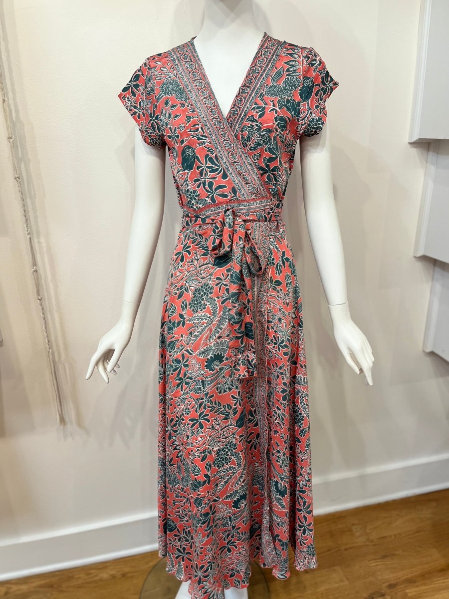 Repurposed Sari Wrap Dress with Cap SleeveBaizaarDRESS