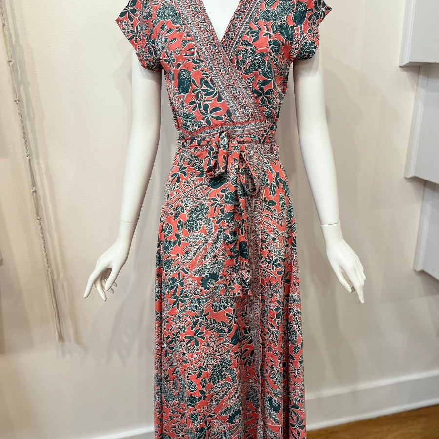 Repurposed Sari Wrap Dress with Cap SleeveBaizaarDRESS