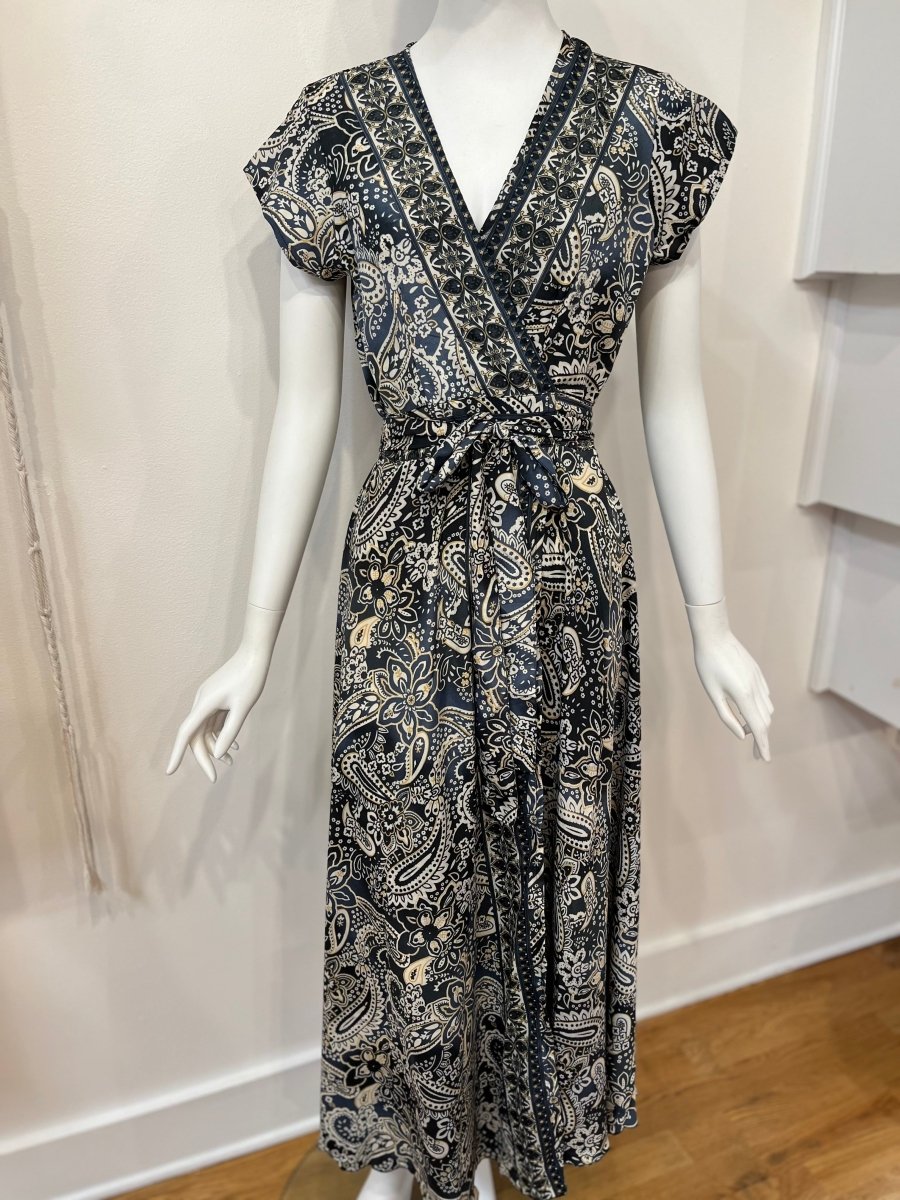 Repurposed Sari Wrap Dress with Cap SleeveBaizaarDRESS