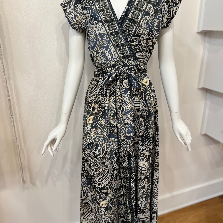 Repurposed Sari Wrap Dress with Cap SleeveBaizaarDRESS