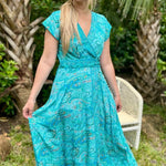 Repurposed Sari Wrap Dress with Cap SleeveBaizaarDRESS