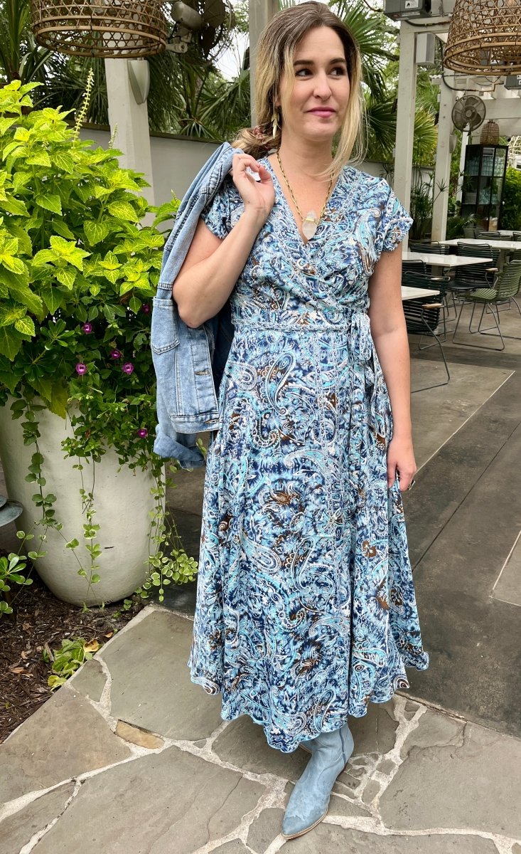 Repurposed Sari Wrap Dress with Cap SleeveBaizaarDRESS