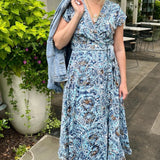 Repurposed Sari Wrap Dress with Cap SleeveBaizaarDRESS
