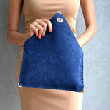 Royal Blue Suede Leather Clutch Purse, Blue Leather Bag, Leather Envelope Clutch, Blue Clutch Bag, Blue Leather Handbag, Leather Evening Bag: GoldANA KOUTSI