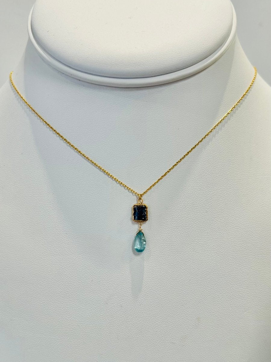 Sapphire & Natural Blue Zircon Necklace 4244 - A - saph/nbz - GMichelle PresslerNECKLACES
