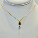 Sapphire & Natural Blue Zircon Necklace 4244 - A - saph/nbz - GMichelle PresslerNECKLACES
